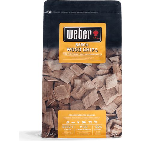 Weber – Copeaux de fumage hêtre 700g – Pour volaille et poisson – Bois FSC – Idéal pour fumage à chaud et à froid
