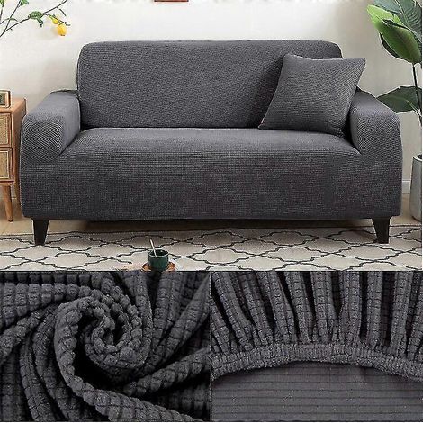 Housse de canapé épaisse, imprimée unie, pour salon, canapé d'angle, en forme de L (1/5)