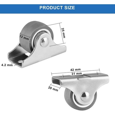 ruedas fijas para muebles, ruedas pequeñas de goma de 25 mm con tornillos, mini ruedas para muebles, electrodomésticos y equipos. (1/3)