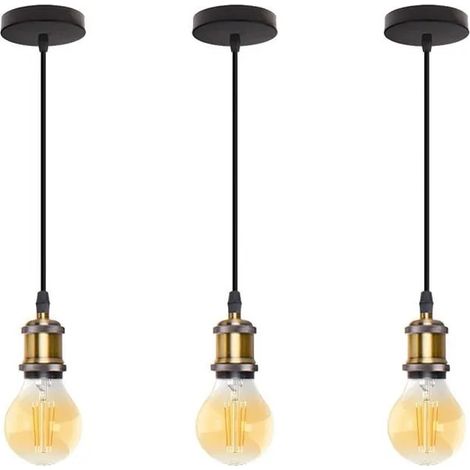 U-Do LOT DE 3 Lustre Suspension style Vintage Lampe en Fer Rétro Lustre design Simple pour Salon (Ampoule non inclus) (1/4)