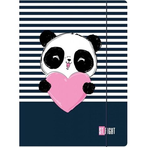 Carpeta con banda elástica A4 recta amor panda 300 g