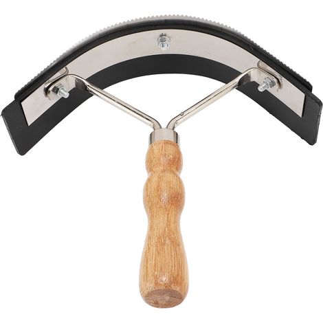 Brosse à crin de cheval, manche en bois, poignée ergonomique en caoutchouc et acier inoxydable, peigne grattoir pour le nettoyage de la tête des chevaux et du bétail (1/5)