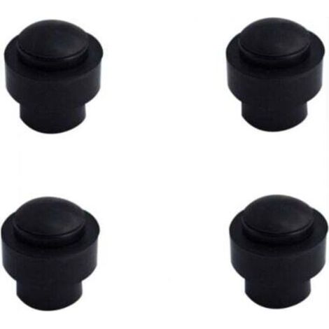Black aluminum door stop, set of 4, 43x46 mm, stainless steel rubber door stop without perforation, door buffer, anti-collision door stop (1/3)