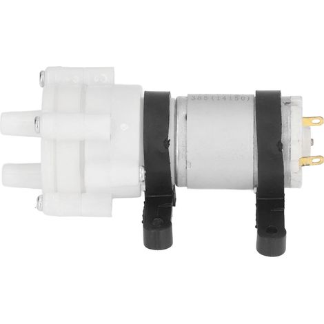 Pompe à eau auto-amorçante 12V avec moteur 385, support PVC et capacité de relevage 3 mètres.