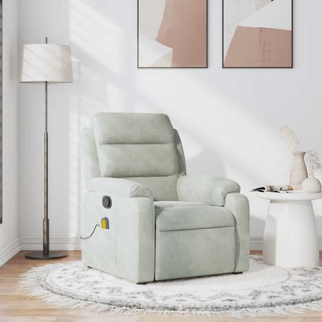 Massagesessel Hellgrau Samt