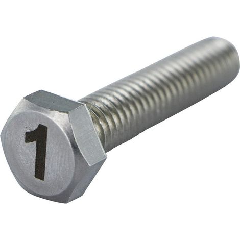 Vis métaux Tête hexagonale TH 8X35 Inox A4 Gravure CHIFFRE 1-1 pièce