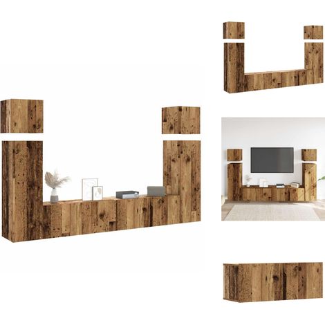 Ensemble de meuble TV mural 8 pcs vieux bois bois d'ingénierie - Ensemble De Meubles TV - Ensembles De Meubles TV - Meuble TV - Meuble Hifi (1/5)