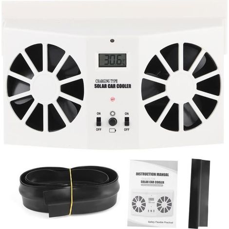 Ventilateur d'extraction solaire - Qiilu - Universel - Blanc - 175x145x80mm - Élimination des odeurs (1/4)