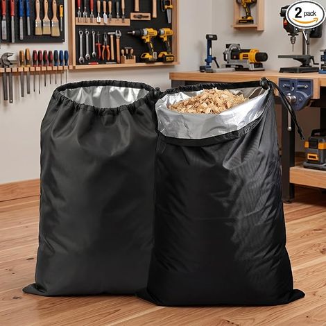 2 sacs de collecte pour broyeur de bois et déchiqueteuse de feuilles, 48 x 24 pouces – Cordon de serrage ultra-résistant (1/5)