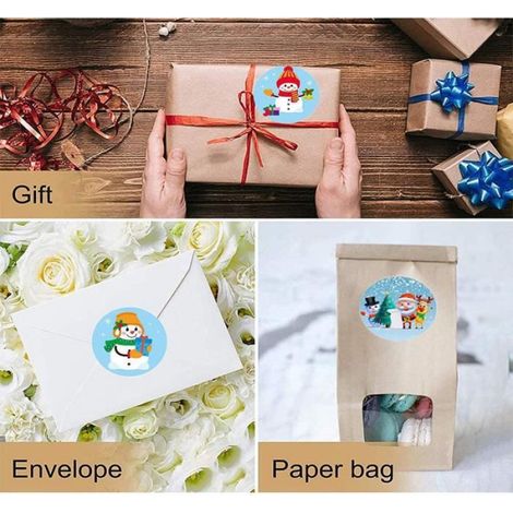 Autocollants Noël - 2.5 cm - Auto-adhésifs - Pour Décoration Cadeaux et Scrapbooking - 3 Rouleaux × 1500 Pièces (1/4)