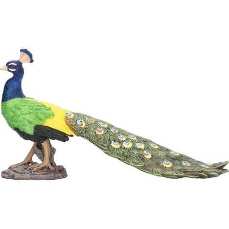 Magnifique paon décoratif, figurine de paon artificiel réaliste, idéale pour offrir. (1/5)