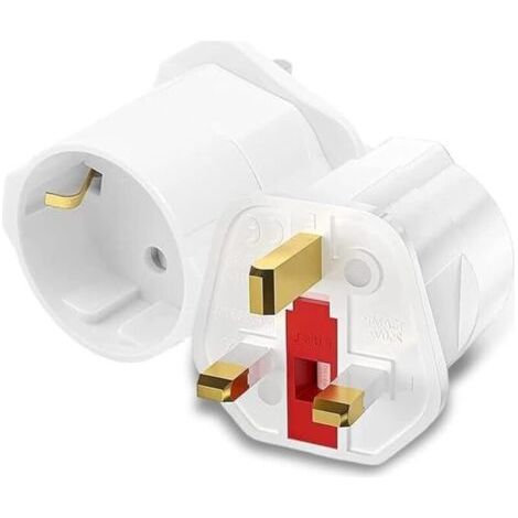 Adaptateur de voyage pour prise britannique, prise anglaise, allemande, adaptateur secteur de voyage, prise Schuko, adaptateur UE vers Royaume-Uni, blanc