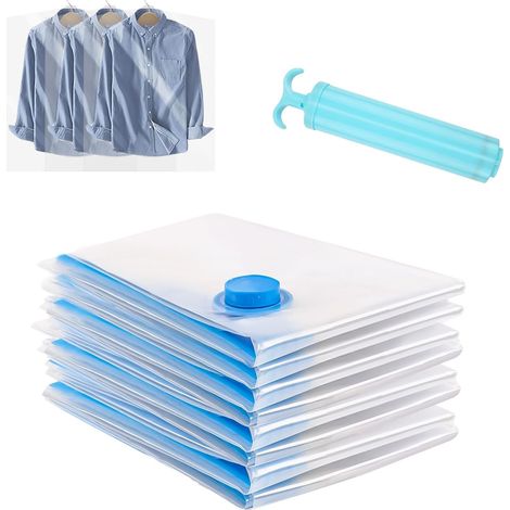 ZOLGINAH Bolsas de Almacenamiento al Vacío Aspiradora 6 Piezas Fundas de Almacenamiento al Vacío para Ropa Bolsa de Almacenamiento al Vacío con Bomba Manual 80x120cm (1/5)