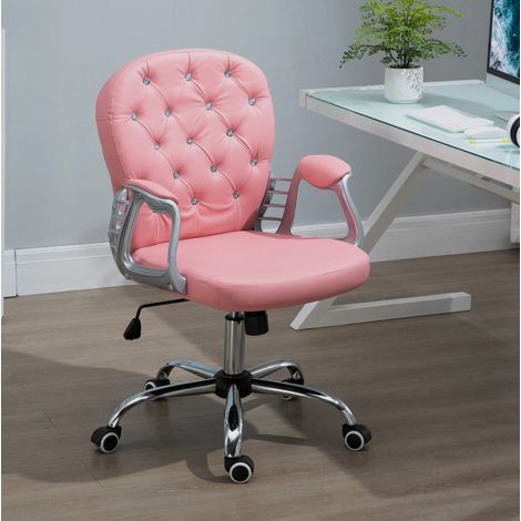 Ergonomischer rosa Bürostuhl aus PU, gepolsterte Rückenlehne, höhenverstellbar OKMYHOME (1/5)