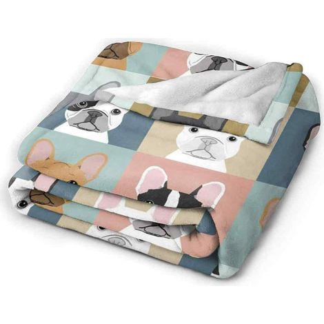Niedliche, 3D-gedruckte Decke mit französischer Bulldogge aus ultraweichem Fleece, Flanell-Samt-Plüsch, 150 x 200 cm (1/5)