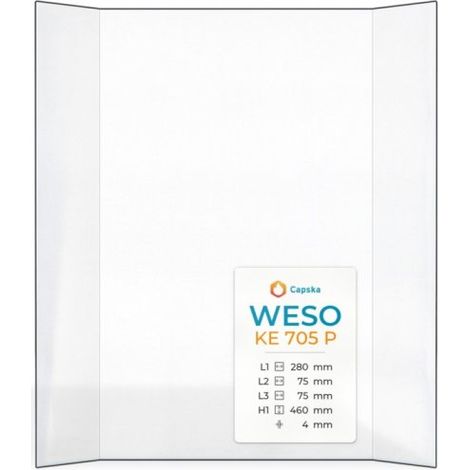 Vitre Weso KE 705 P - Verre Prismatique pour poêle à bois - (75 + 280 + 75) x 460 mm (L2+L1+L3 x H1) - 4 mm