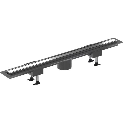 Canalina doccia 80 cm in alluminio reversibile scarico centrale, sifone e piletta inclusi (1/4)