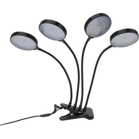 Lampe de Croissance LED 60W à 4 Têtes avec USB, 5 Modes d'Intensité Réglable, pour Plantes d'Intérieur, Éclairage Horticole Clip (1/5)