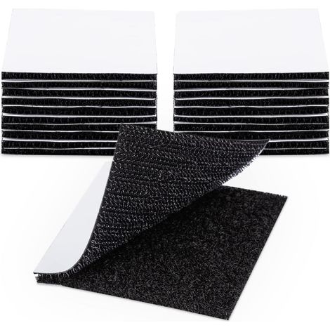 20 x Scratch Autocollant Double Face,60 x 60mm Adhesif Extra Fort Bande Agrippantes Adhésives,Noir Ruban Scratch Hook Loop pour (1/5)
