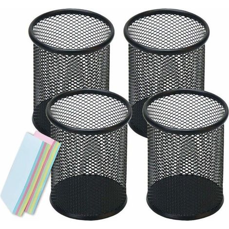 Lot de 4 porte-stylos pour bureau, organiseur de bureau en maille, porte-crayons, fournitures de papeterie, pots à crayons,noir