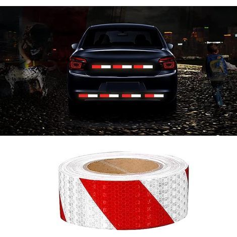 Reflektierendes Band, rot und weiß, 25 m x 5 cm, selbstklebend, reflektierendes Warnband (1/5)