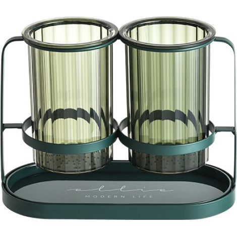Cesta para cubiertos con inserto extraíble, bandeja recogegotas y soporte para utensilios de cocina para organizar y guardar cuchillos, tenedores, cucharas y palillos. (1/5)