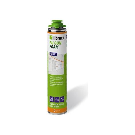 Illbruck – Mousse polyuréthane expansive 750 ml – Mono-composante pour tous supports – Système 2 en 1 manuel et pistolable – Qualité professionnelle