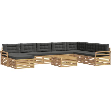 Conjunto de sofás de exterior 9 uds. 7 plaza Blanco y Antracita vidaXL (1/5)