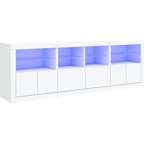 Credenza cassettiera cassettiera mobile contenitore organizer cucina soggiorno soggiorno con luci LED 202 x 37 x 67 cm bianco 020029843