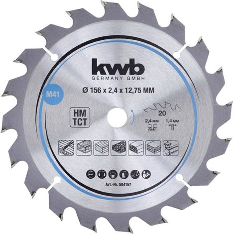 Hoja de sierra circular kwb 584157 156 mm 20 dientes carburo