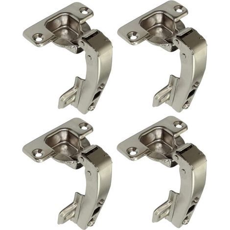 lot de 4 charnières Invisibles 90° clipsable - pour porte de meuble d'angle à une seule porte - avec amortisseur et clip - ouverture de montage 35mm (1/5)