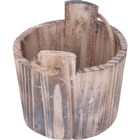 Jardinière ronde Zopsc en forme de tonneau, suspendue style rustique vintage, cubique pour jardin (1/4)