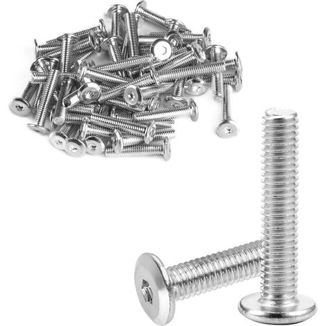 50 Pièces Vis M6x30mm Tête Plate En Acier (1/5)