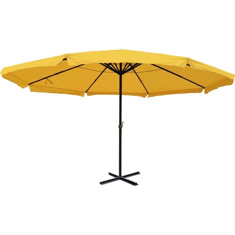 [NEUWERTIG] Sonnenschirm Carpi Pro, Gastronomie Marktschirm mit Volant Ø 5m Polyester/Alu 28kg gelb ohne Ständer
