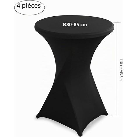 Housse de Table Ronde Extensible, Ø 80-85 cm Housse Mange Debout pour Table Haute de Bistrot Jardin Restaurent Bar, Noir (1/2)