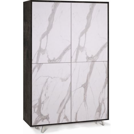 Mobile 4 Ante 108L x 41P x h161 – Finitura Nero Opaco e Marmo Calacatta – Sarmog (1/2)