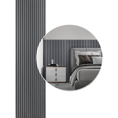 Wolketon Akustikpaneel Wandpaneel Moderne Wandpaneele  aus Holzfunier und Filz MDF Wandverkleidung 1x 120x60x2.1cm Grau