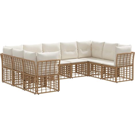 Maison Exclusive - Outdoor-Sofagarnitur Natürlich und Cremweiß Po
