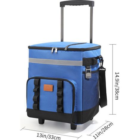Sac Isotherme à Roulettes 35L - Glacière de Voyage, Grande Capacité, Bleu - Pour Picnic, Camping, Voiture - Alovez (1/3)