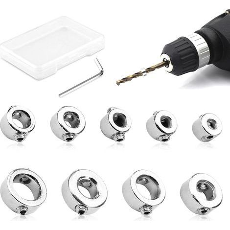 9pcs 3-12mm Foret Profondeur Butée Anneau, Butée De Profondeur De Foret En Acier Inoxydable Avec Clé Allen, Contrôle Précis De La Profondeur De Perçage Pour Projets De Bricolage Et Professionnels (1/5)