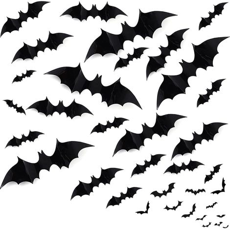 Confezione da 60 pipistrelli di Halloween, 60 decorazioni di Halloween, 4 modelli di decorazioni a forma di pipistrello di Halloween, pipistrelli di Halloween da usare su pareti/stanze/giardino (1/5)