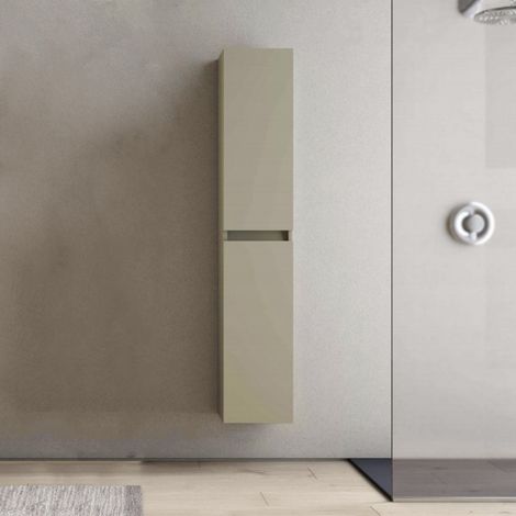 Colonna sospesa in legno a due ante H160 cm CUBE Tortora Opaco (1/3)