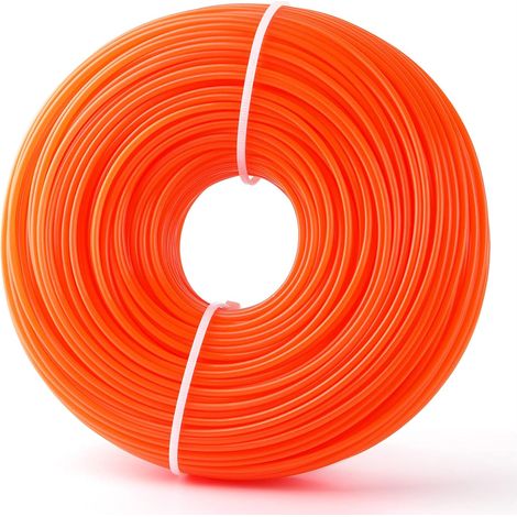Fil de Débroussailleuse 2,4 mm, 100M Nylon Rond Solide Fil pour Débroussailleuse de Jardin, Débroussailleuse Électrique (Orange)