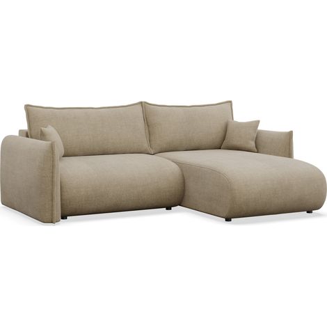 Selsey CUSHI – Canapé d'angle convertible, angle à droite, chenille beige (1/5)