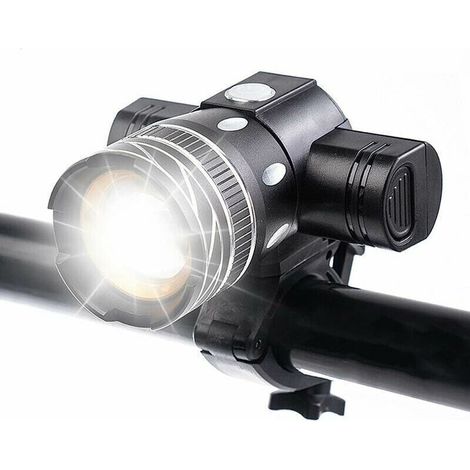 Phare rechargeable de lumière de vélo de 5000 lumens, lampe de vélo LED étanche haute luminosité 6 heures d'équitation lampe de poche de sécurité routière de montagne avec 3 modes