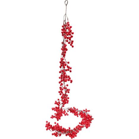 Guirlande de Noël Artificielle avec Baies Rouges Flexible Décoration Cheminée Hiver 6.39FT