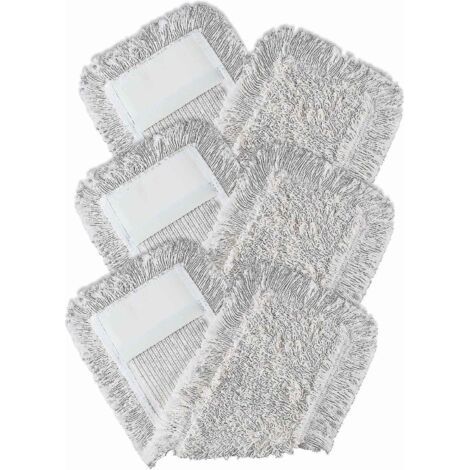 Lot de 3 balais-serpillères en coton pour sols délicats, blancs, 40 cm (1/5)