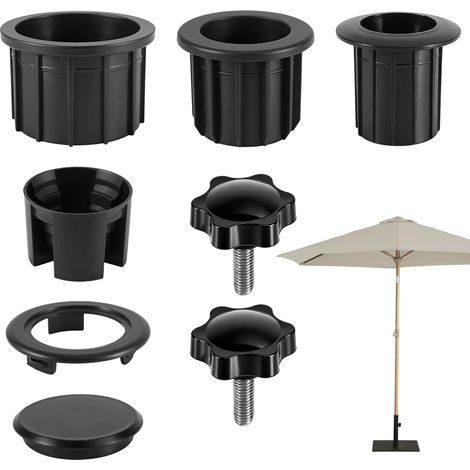 Lot de 8 adaptateurs pour pied de parasol - Anneaux de réduction - Support de fixation stable - Pied de parasol universel pour jardin, terrasse, balcon (1/5)