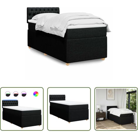 vidaXL Sommeil réparateur - Sommier à lattes de lit avec matelas Noir 100x200 cm Tissu (1/5)