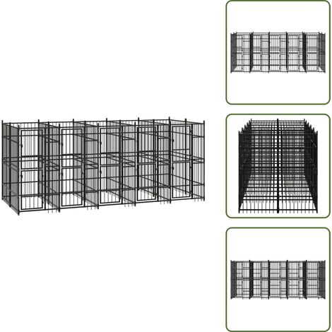 Gabbia per cani all'aperto - vidaXL Gabbia per Cani da Esterno in Acciaio 9,22 m² - Gabbia per cani con porte